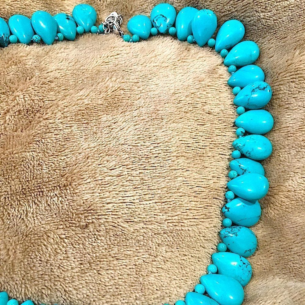 VINTAGE LUC Turquoise Bidirectional Sterling Silver Necklace - Picture 12 of 14
